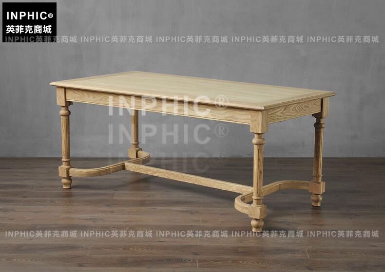 INPHIC-北歐復古西餐桌 美式鄉村簡約橡木拼花成套桌椅-B款