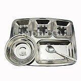 INPHIC-加厚不鏽鋼快餐盤 工廠學校食堂快餐盤 大圓五格快餐盤 配套