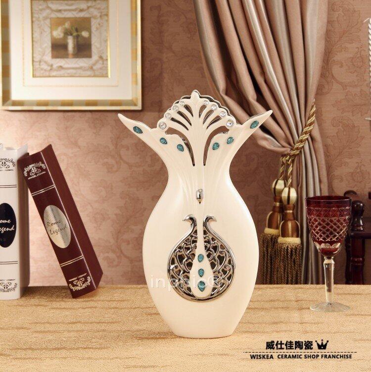 INPHIC-新款白瓷孔雀花瓶 歐式家居裝飾器皿 酒店擺設 別墅擺設飾品