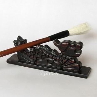 INPHIC-紅木工藝品 文房四寶毛筆筆架 黑梓木擱筆 龍形毛筆擱