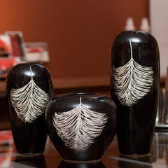 INPHIC-歐式 藝術三件套陶瓷插花瓶 簡約黑色居家裝飾品擺件