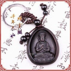 INPHIC-宗教 開光烏木南無大日如來鑰匙扣生肖屬羊猴守護神屬羊猴本命佛