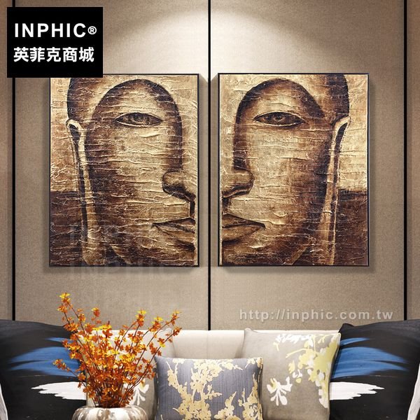 INPHIC-會所東南亞泰式繪製佛臉油畫酒店裝飾畫