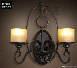 INPHIC- 美式鄉村風格臥室牆燈歐式復古走廊玻璃單頭鐵藝蠟燭臺壁燈-H款