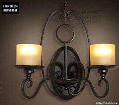 INPHIC- 美式鄉村風格臥室牆燈歐式復古走廊玻璃單頭鐵藝蠟燭臺壁燈-H款