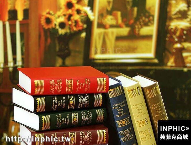INPHIC-辦公室裝飾道具書裝飾書紙質假書歐式模擬書家居店面擺件-藍色