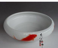 INPHIC-景德鎮陶瓷器 筆洗 水淺 小魚缸 睡蓮盆 文房四寶煙灰菸灰缸 年年有魚