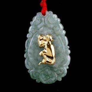 INPHIC-A級翡翠玉千足金吊墜 招財避邪生肖猴開運守護神05