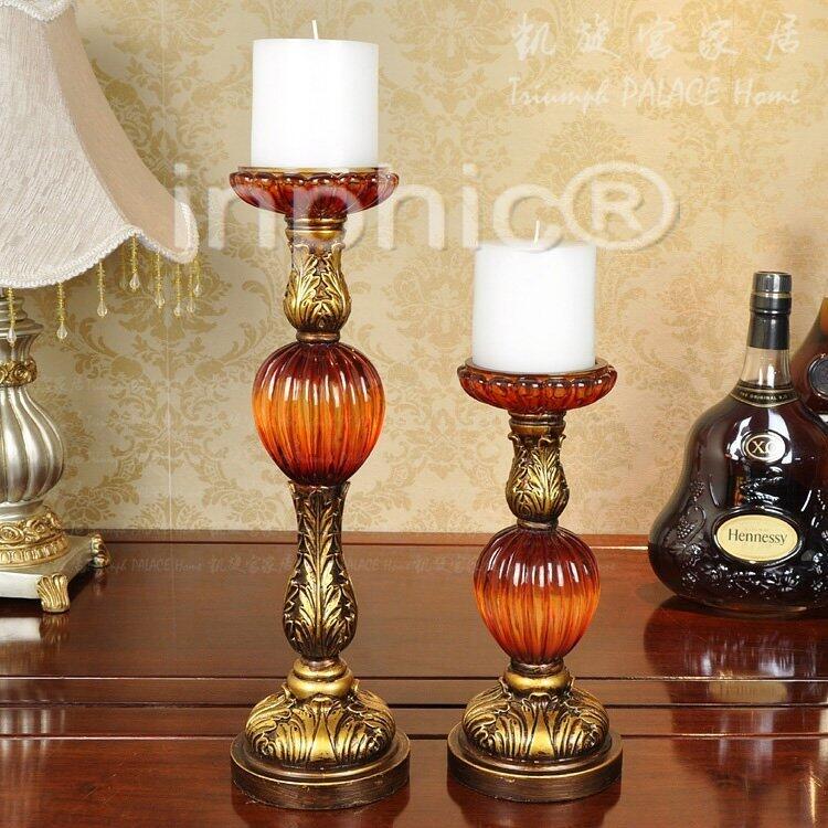 INPHIC-歐式古典套二情侶透明紅色燭臺 餐桌蠟燭燭臺擺件裝飾品