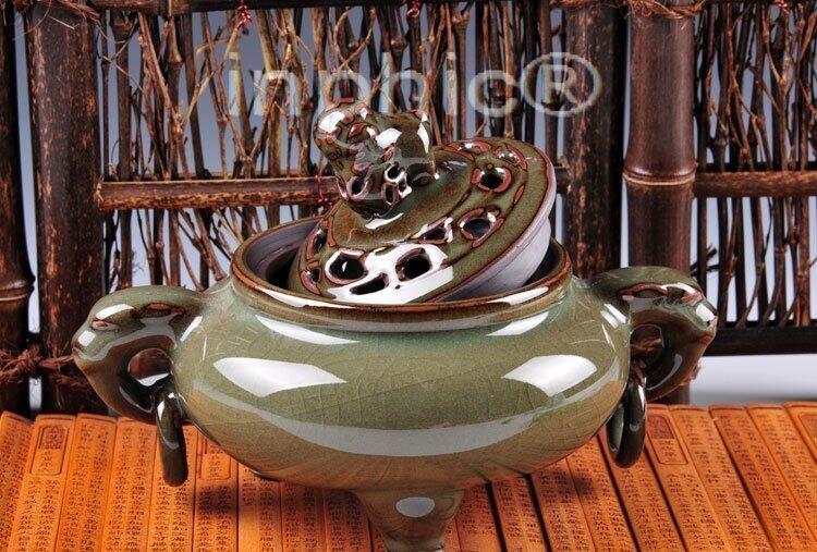 INPHIC-雙耳爐  仿古釉香爐盤香線香沉香香熏爐香道用具擺飾