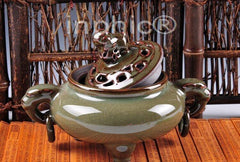 INPHIC-雙耳爐  仿古釉香爐盤香線香沉香香熏爐香道用具擺飾