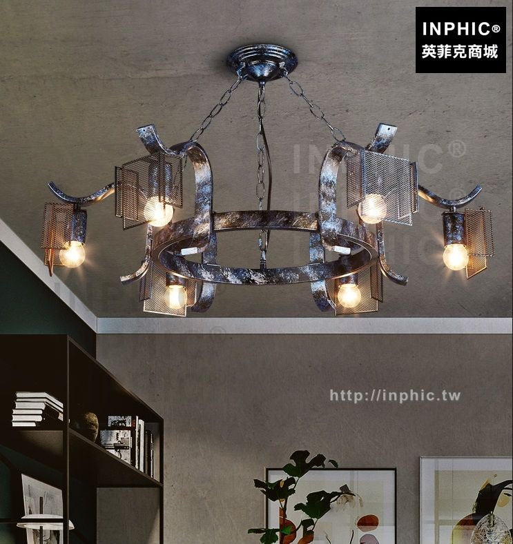 INPHIC-燈飾裝飾工業工程美式鐵藝網咖吊燈複古餐廳客廳