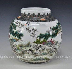 INPHIC-手繪花瓶 粉彩瓷器酒櫃擺設飾品 收藏品 百鶴圖