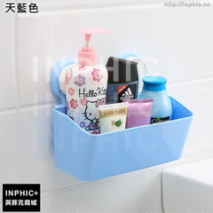 INPHIC-強力吸盤置物架免打孔廁所收納架牆面壁掛浴室用品架子-天藍色
