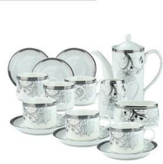 INPHIC-陶瓷咖啡杯套件15頭銀牛花咖啡具茶具套裝雅誠德