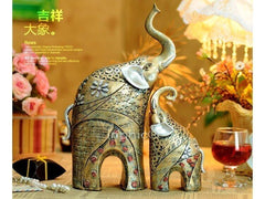 INPHIC-開運 仿古金樹脂銅錢花紋吉祥象 時尚樹脂工藝品擺件擺設