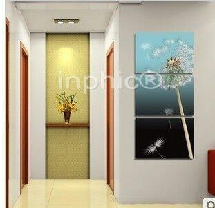 INPHIC-時尚無框畫 豎版玄關裝飾畫 走廊壁畫臥室 三聯 蒲公英