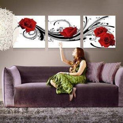 INPHIC-玫瑰之約 無框畫 三聯  現代裝飾畫 壁畫   餐廳