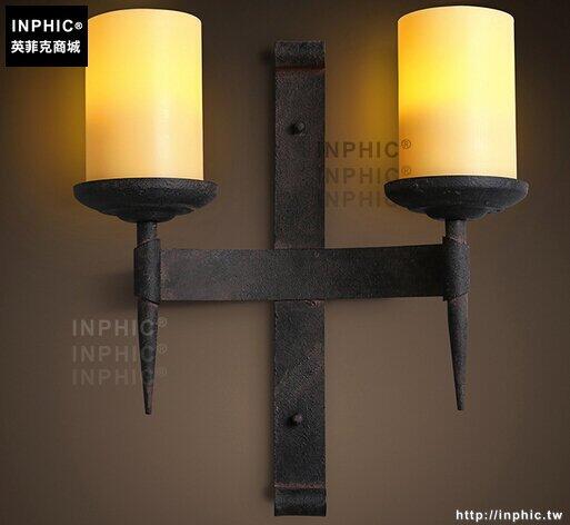 INPHIC- 美式鄉村風格臥室牆燈歐式復古走廊玻璃單頭鐵藝蠟燭臺壁燈-I款