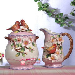 INPHIC-超值簡歐方亞花香鳥語 陶瓷儲物罐花瓶家居飾品新房擺飾