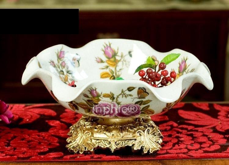 INPHIC-歐式奢華陶瓷樹脂花瓣形糖果盤 水果盤 裝飾品擺飾