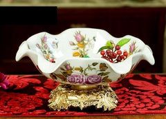 INPHIC-歐式奢華陶瓷樹脂花瓣形糖果盤 水果盤 裝飾品擺飾