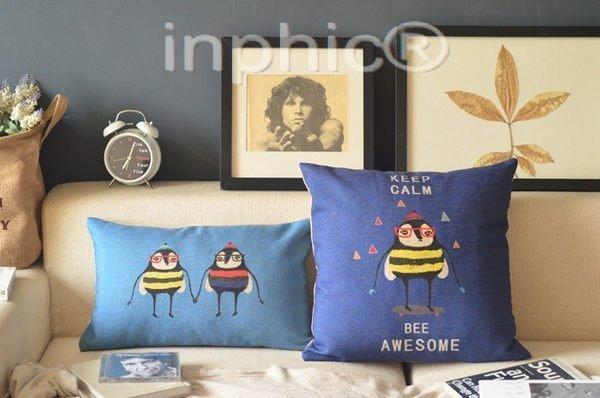 INPHIC-小蜜蜂 亞麻 抱枕 靠墊 45cm x 45cm 共兩款