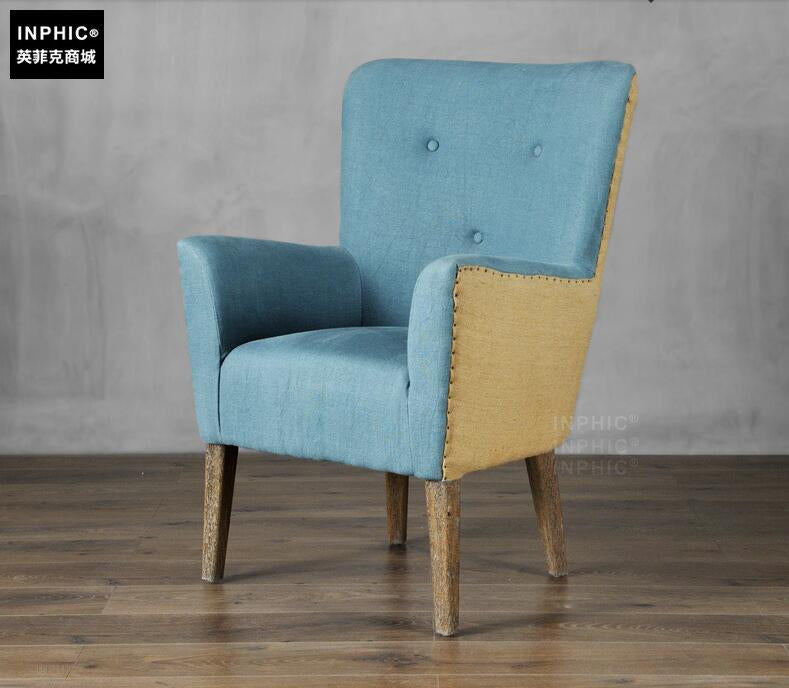 INPHIC-歐式單人彩色布藝撞色沙發 北歐精緻小戶型個性休閒椅