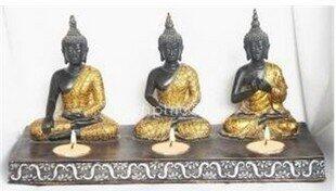 INPHIC-東南亞風格 泰式工藝品 擺飾 家居裝飾品 擺設 樹脂三坐佛燭臺