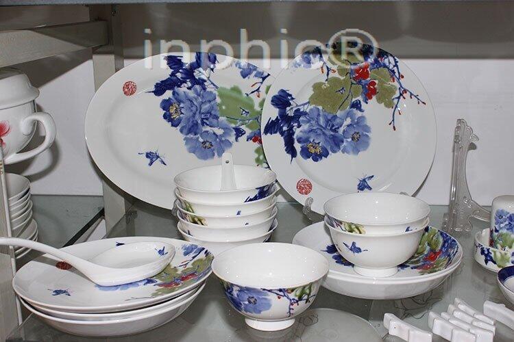 INPHIC-景德鎮陶瓷 56頭骨瓷餐具套裝 56頭餐具 青花瓷 釉中彩