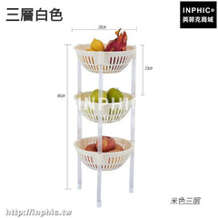 INPHIC-廚房置物架水果蔬菜整理收納架菜架子宿舍寢室式收納筐分層架-三層白色