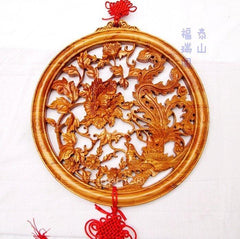 INPHIC-50 鳳戲牡丹 花開富貴 開光桃木木雕掛件 避邪化煞