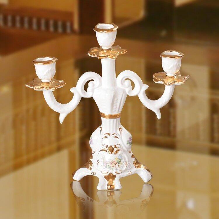 INPHIC-歐式陶瓷燭臺飾品擺飾 家居裝飾品  三支燭臺擺設