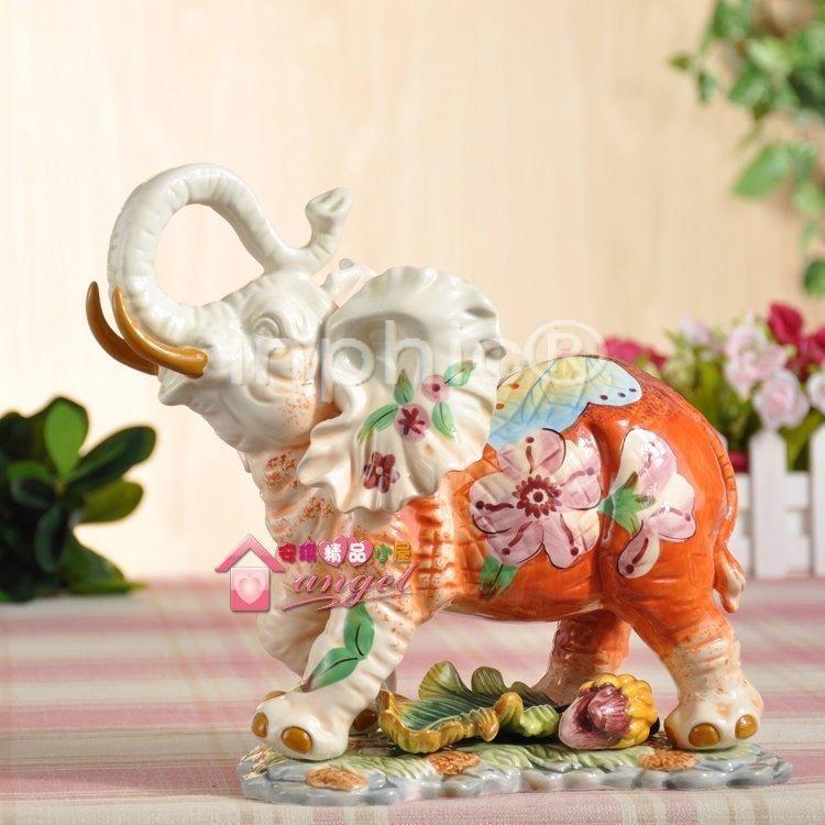 INPHIC-手繪蝴蝶與花招財象陶瓷擺設 辦公禮品新居送品 商務禮品