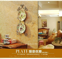 INPHIC-鄉村田園復古手繪陶瓷裝飾掛盤壁掛盤歌唱的小鳥裝飾盤