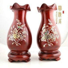 INPHIC-花梨木雕佈置裝飾用品鑲貝殼紅木花瓶高30CM