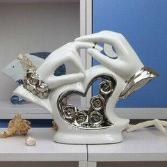 INPHIC-戴戒指情侶工藝品擺設 陶瓷鍍銀擺飾 婚房家居裝飾品
