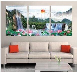 INPHIC-無框畫三聯客廳現代簡約裝飾畫餐廳臥室壁畫 旭日東升