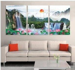 INPHIC-無框畫三聯客廳現代簡約裝飾畫餐廳臥室壁畫 旭日東升