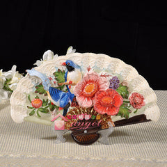 INPHIC-簡歐喜鵲與杜鵑花扇子掛盤裝飾盤家居裝飾擺盤壁掛