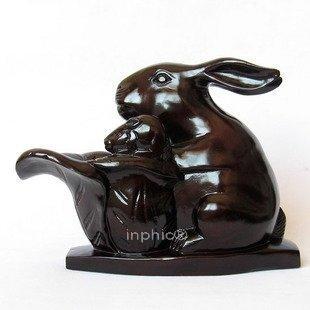 INPHIC-紅木工藝品紅木兔子家居風水裝飾擺飾 生肖白菜母子兔