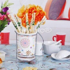 INPHIC-印花筷子筒 陶瓷 附不鏽鋼鐵架 防漏水托盤 可掛式