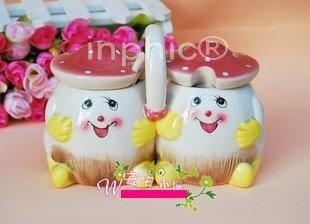 INPHIC-陶瓷調味瓶罐 廚房用品 椒鹽罐 糖缸 儲物罐 蘑菇味精罐