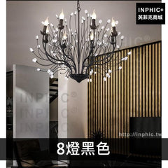 INPHIC-創意吧臺loft茶餐廳臥室酒吧茶樓樹枝水晶服裝店工業客廳吊燈-8燈黑色