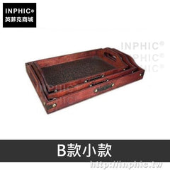 INPHIC-創意茶盤長方形裝飾託盤實木餐盤餐廳仿古展示盤婚慶菜盤復古-B款小款