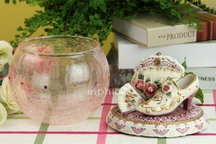 INPHIC-維多利亞 浮雕玫瑰花陶瓷玻璃糖果罐 儲物罐 擺飾
