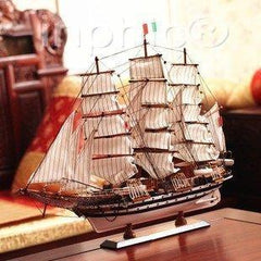 INPHIC-地中海風格手工木質帆船模型 65cm實木船模型 升職