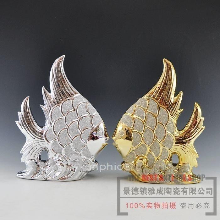 INPHIC-工藝品 家居擺飾 陶藝 情侶銀魚金魚簡約歐式雕塑瓷