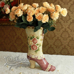 INPHIC-方亞陶瓷歐式新居擺飾維多玫瑰花陶瓷花瓶花器花插(帶花套裝)