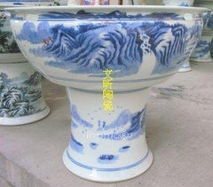 INPHIC-陶瓷瓷器大魚缸金魚缸烏龜缸手工描繪圖案青魚缸水淺